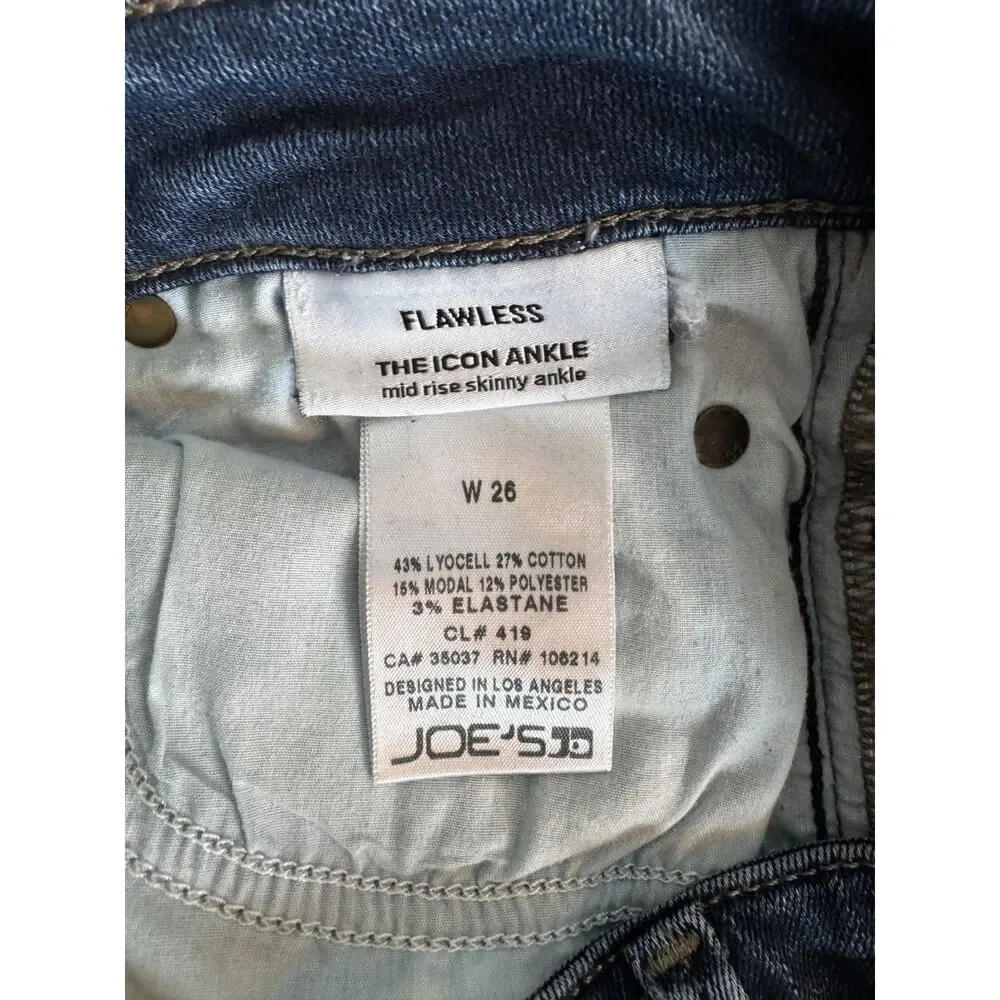 Joe's Women's Flawless "The Icon" Mid-rise Skinny Ankle Jeans Size W26 - Picture 6 of 8